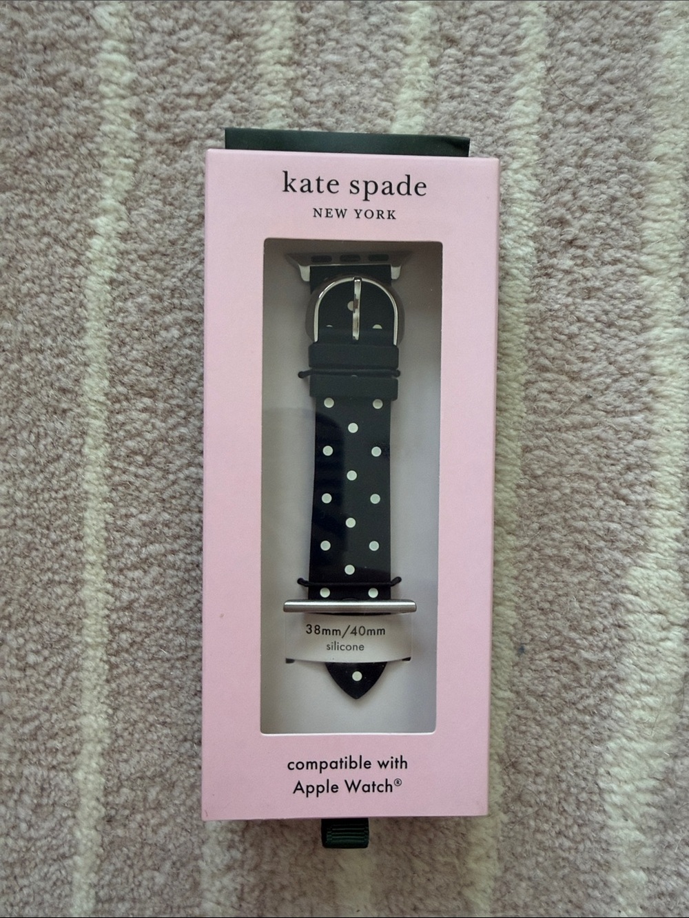 Kate Spade New York Black and White Polka Dot Silicone Apple Watch Strap